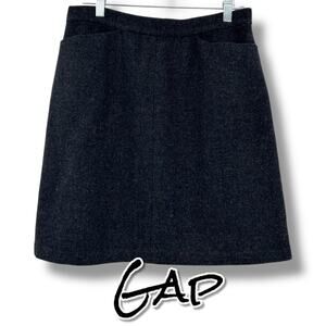 Gap Wool Tweed Skirt Lined Pencil Straight Office Career Black Gray Womens Sz 10